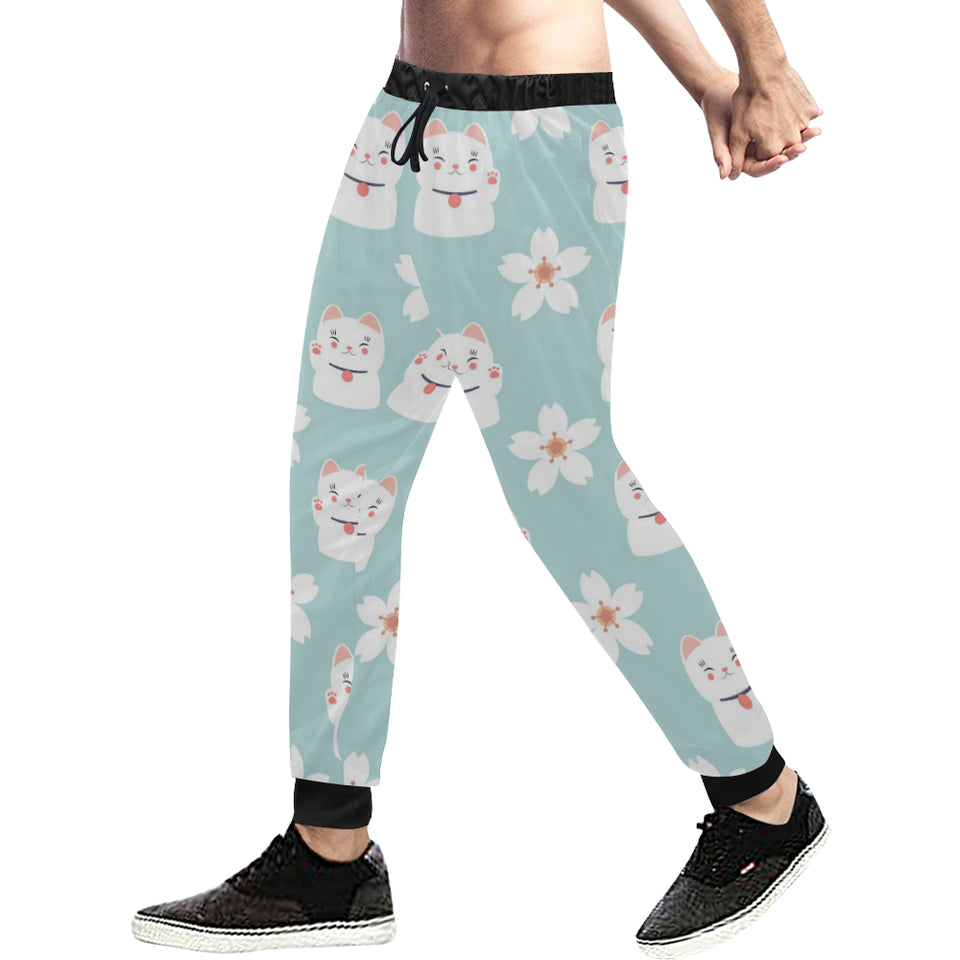 Maneki neko cat sakura Unisex Casual Sweatpants