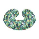 Colorful parrot exotic flower leaves U-Shaped Travel Neck Pillow