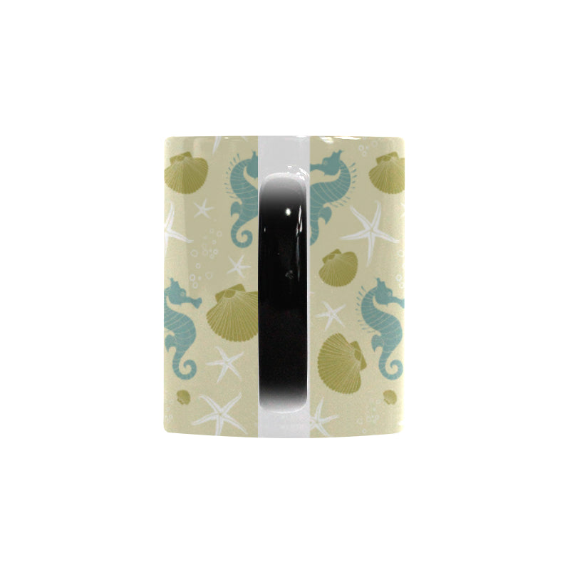 Seahorse shell starfish pattern background Morphing Mug Heat Changing Mug