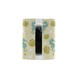 Seahorse shell starfish pattern background Morphing Mug Heat Changing Mug