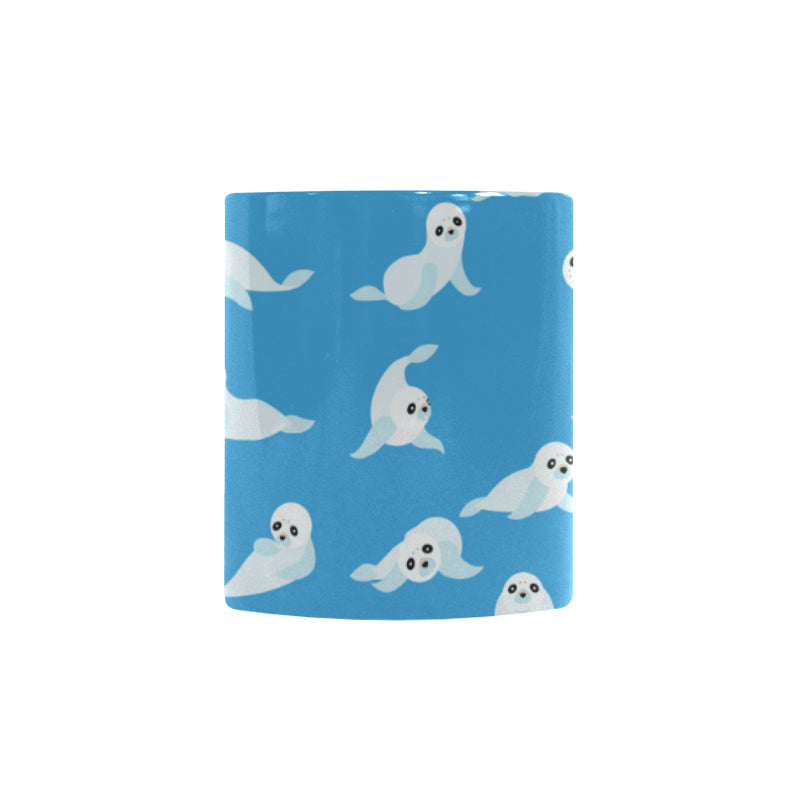 Cute sea lion seal pattern background Morphing Mug Heat Changing Mug