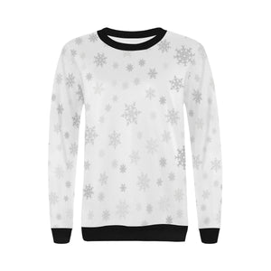 Snowflake pattern white background Women's Crew Neck Sweatshirt