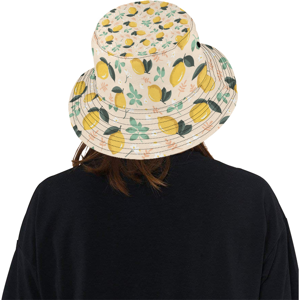 lemon flower leave pattern Unisex Bucket Hat