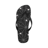 Spider web design pattern Black background white c Unisex Flip Flops
