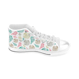 Colorful shell pattern Men's High Top Canvas Shoes White