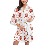 Daruma japanese wooden doll design pattern Women's Short Kimono Robe
