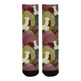 Japanese cranes flying forest dot pattern Crew Socks