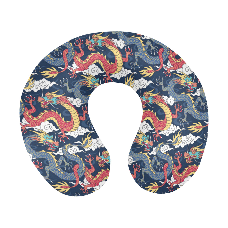 Blue red dragon cloud pattern U-Shaped Travel Neck Pillow
