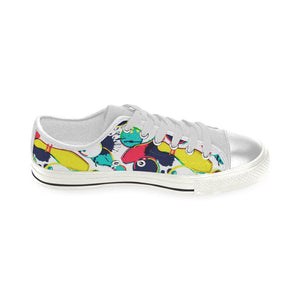 watercolor bowling ball pins Kids' Boys' Girls' Low Top Canvas Shoes White