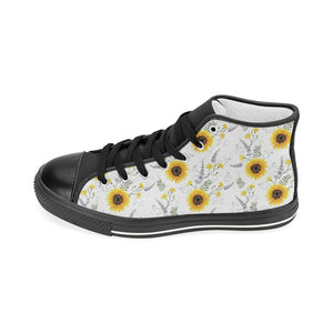 beautiful sunflowers pattern Women's High Top Canvas Shoes Black