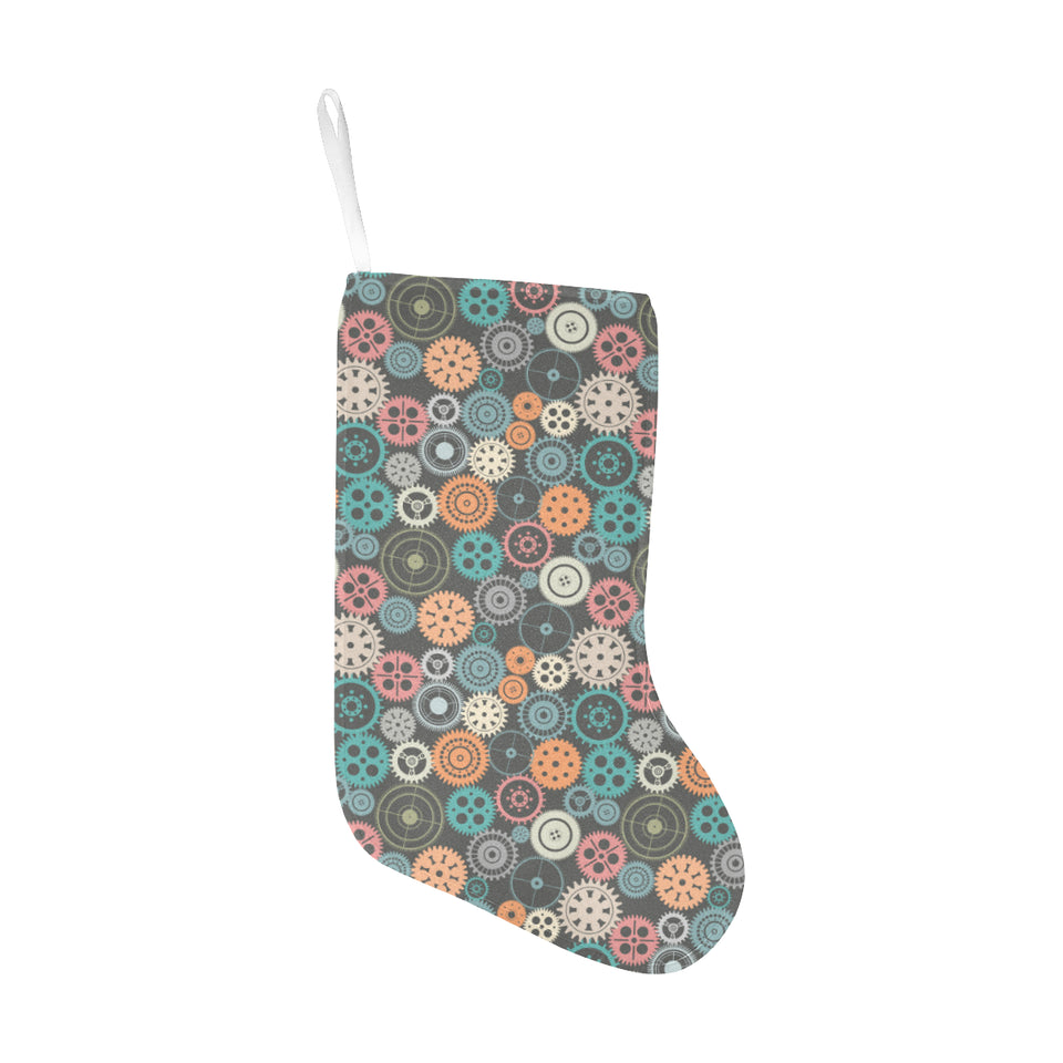 Gear Pattern Print Design 05 Christmas Stocking