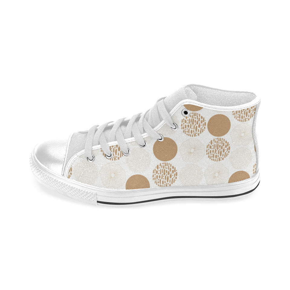Gold Texture mushroom pattern Men's High Top Canvas Shoes White