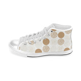 Gold Texture mushroom pattern Men's High Top Canvas Shoes White