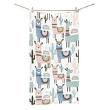 lama Alpaca cactus hand drawn pattern Bath Towel