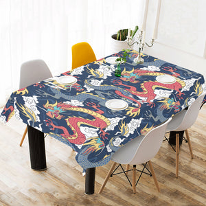 Blue red dragon cloud pattern Tablecloth