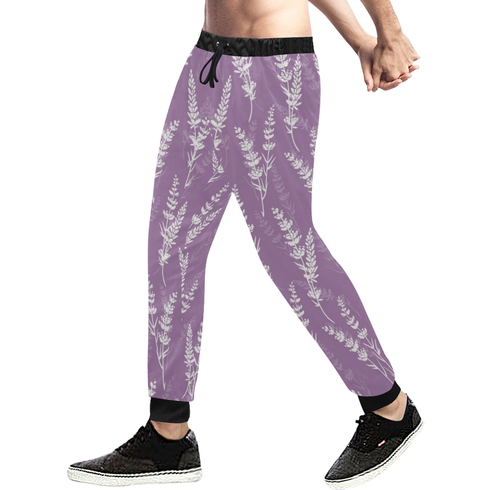 Lavender flowers purple pattern Unisex Casual Sweatpants