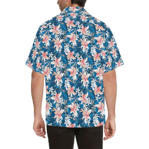 Hibiscus Pattern Print Design 02 Men's All Over Print Hawaiian Shirt (Model T58)