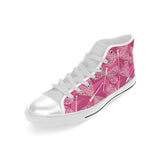 Beautiful dragonfly pink background Men's High Top Canvas Shoes White