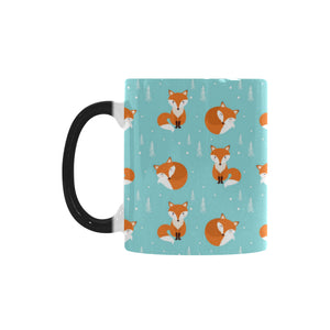 Fox pattern blue b ackground Morphing Mug Heat Changing Mug