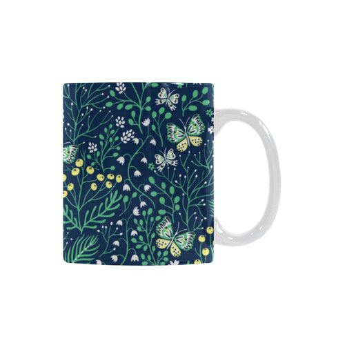 butterfly leaves pattern Classical White Mug (Fulfilled In US)