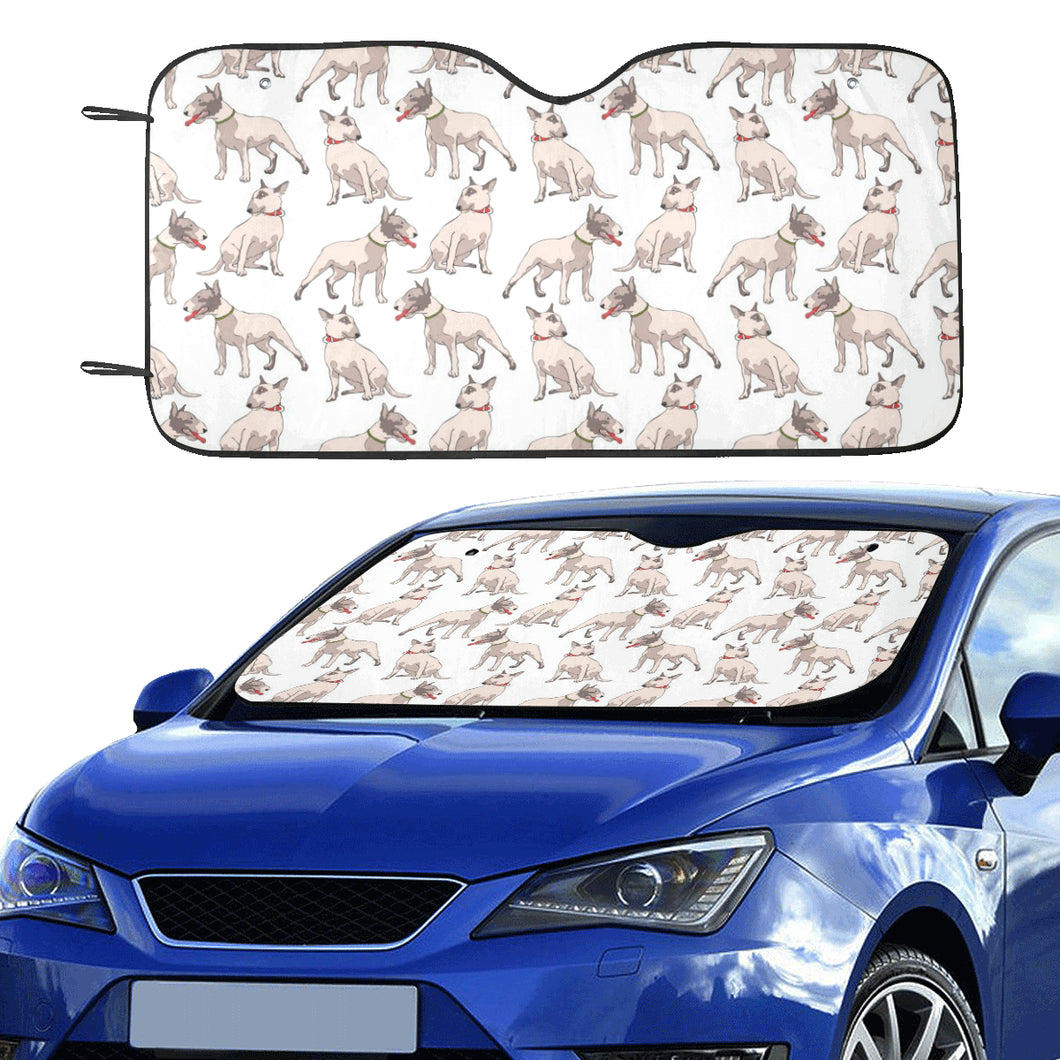 Bull Terrier Pattern Print Design 04 Car Sun Shade