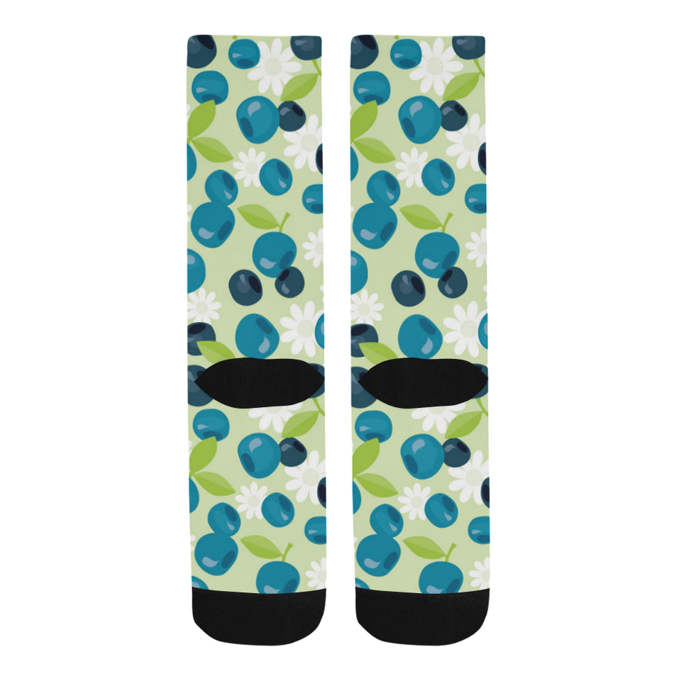 blueberry flower pattern Crew Socks