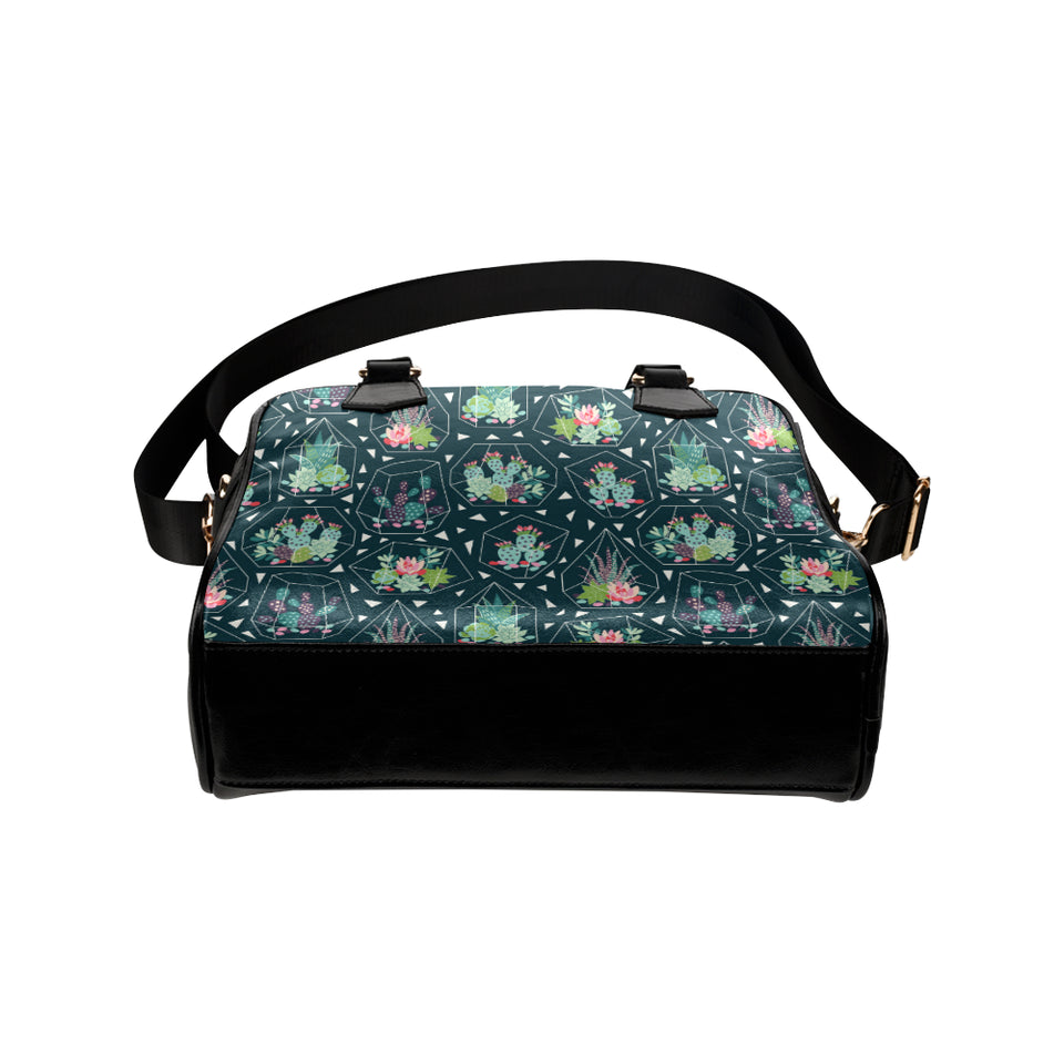 Cactus glass terrarium pattern Shoulder Handbag