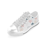 Black Gray Cream coral ginkgo leaves pattern Men's Low Top Canvas Shoes White