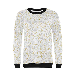 Christmas tree Christmas element Silver gold patte Women's Crew Neck Sweatshirt