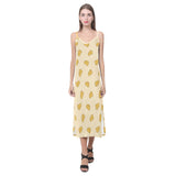 Cheese pattern V-Neck Open Fork Long Dress
