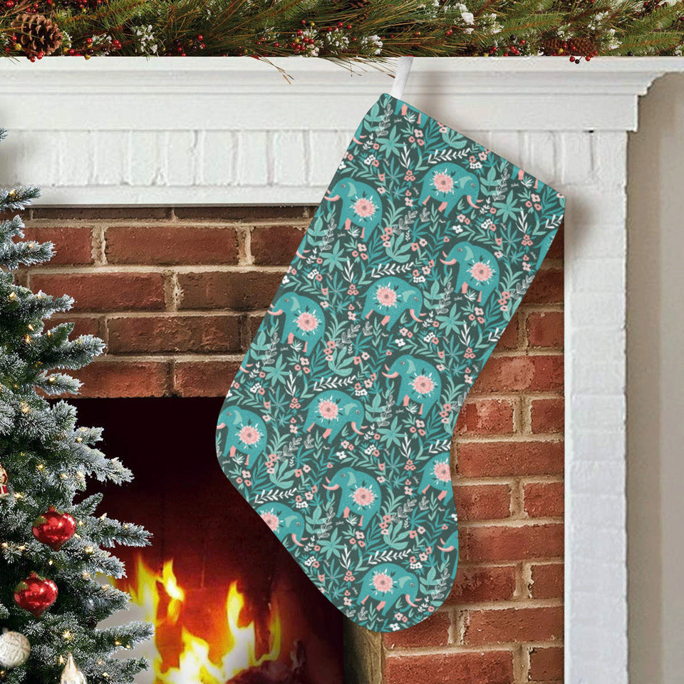 Elephants jungle pattern Christmas Stocking