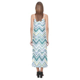 zigzag  chevron paint design pattern V-Neck Open Fork Long Dress