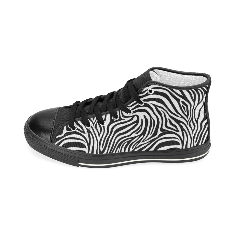Zebra skin pattern Women's High Top Canvas Shoes Black