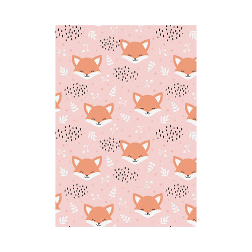 Cute fox pattern pink background House Flag Garden Flag