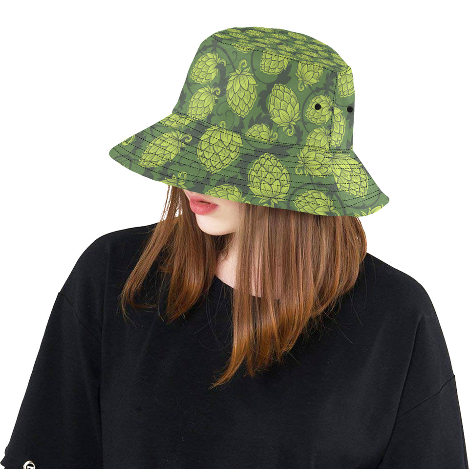 Hop pattern Hop cone background Unisex Bucket Hat