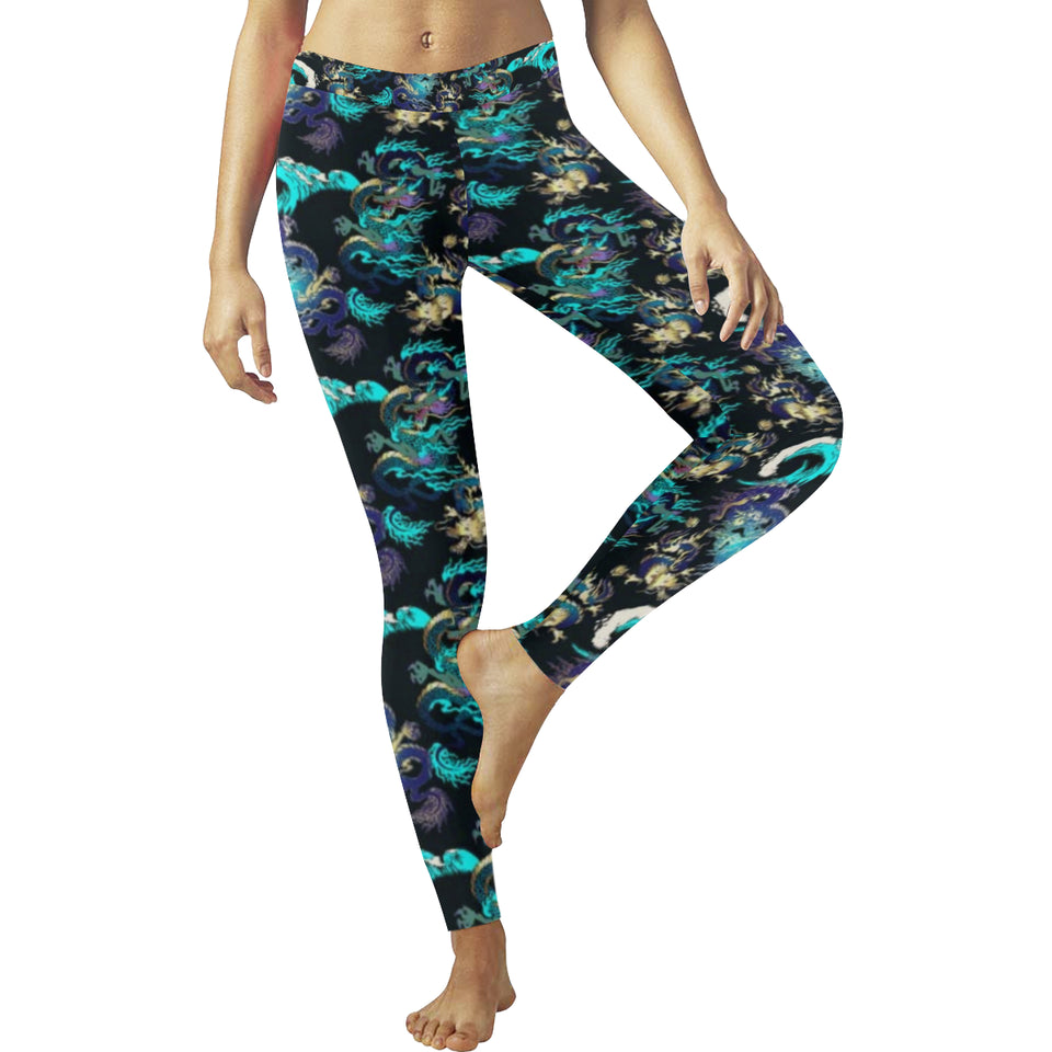 Dragon sea wave pattern Women's Legging Fulfilled In US