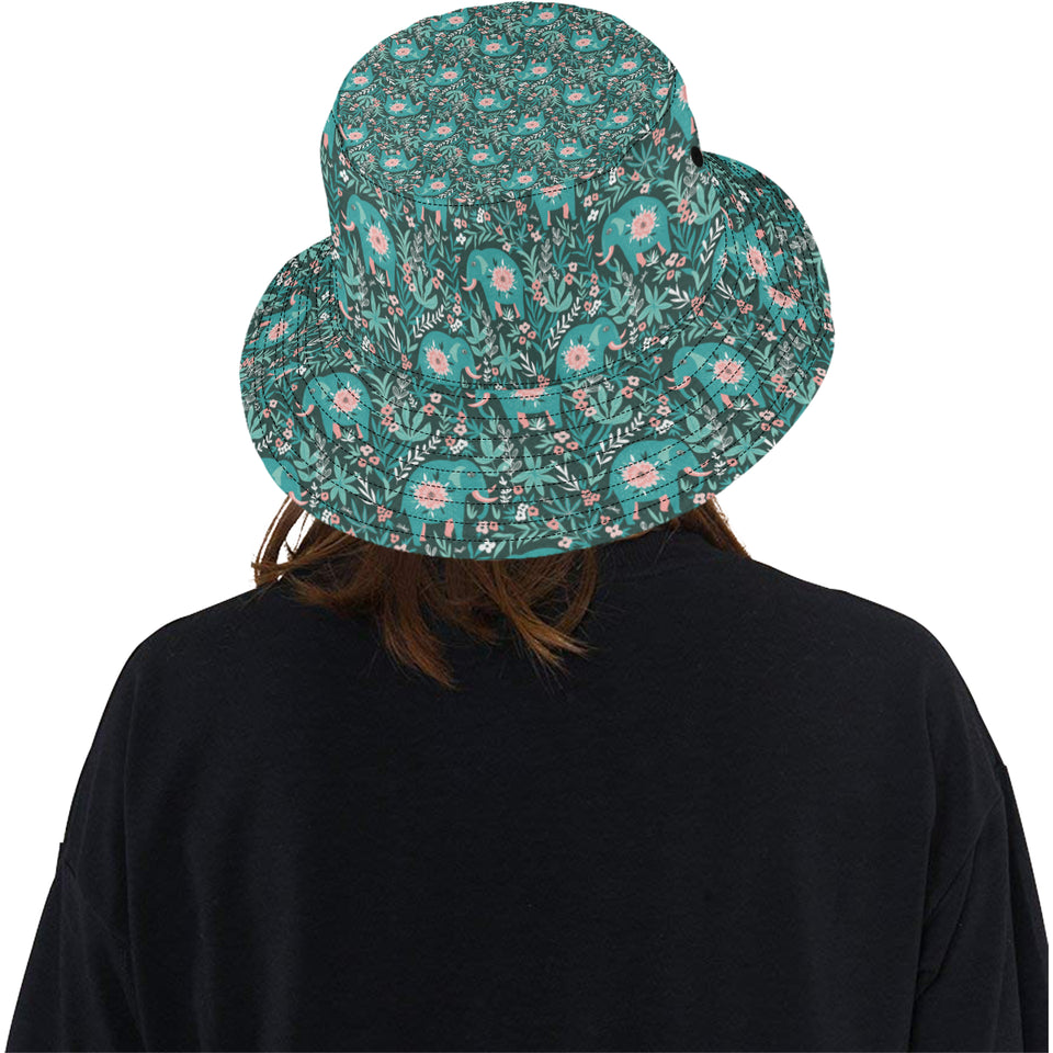 Elephants jungle pattern Unisex Bucket Hat