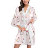 Cute Shiba Inu Dog Apple pattern Women's Short Kimono Robe
