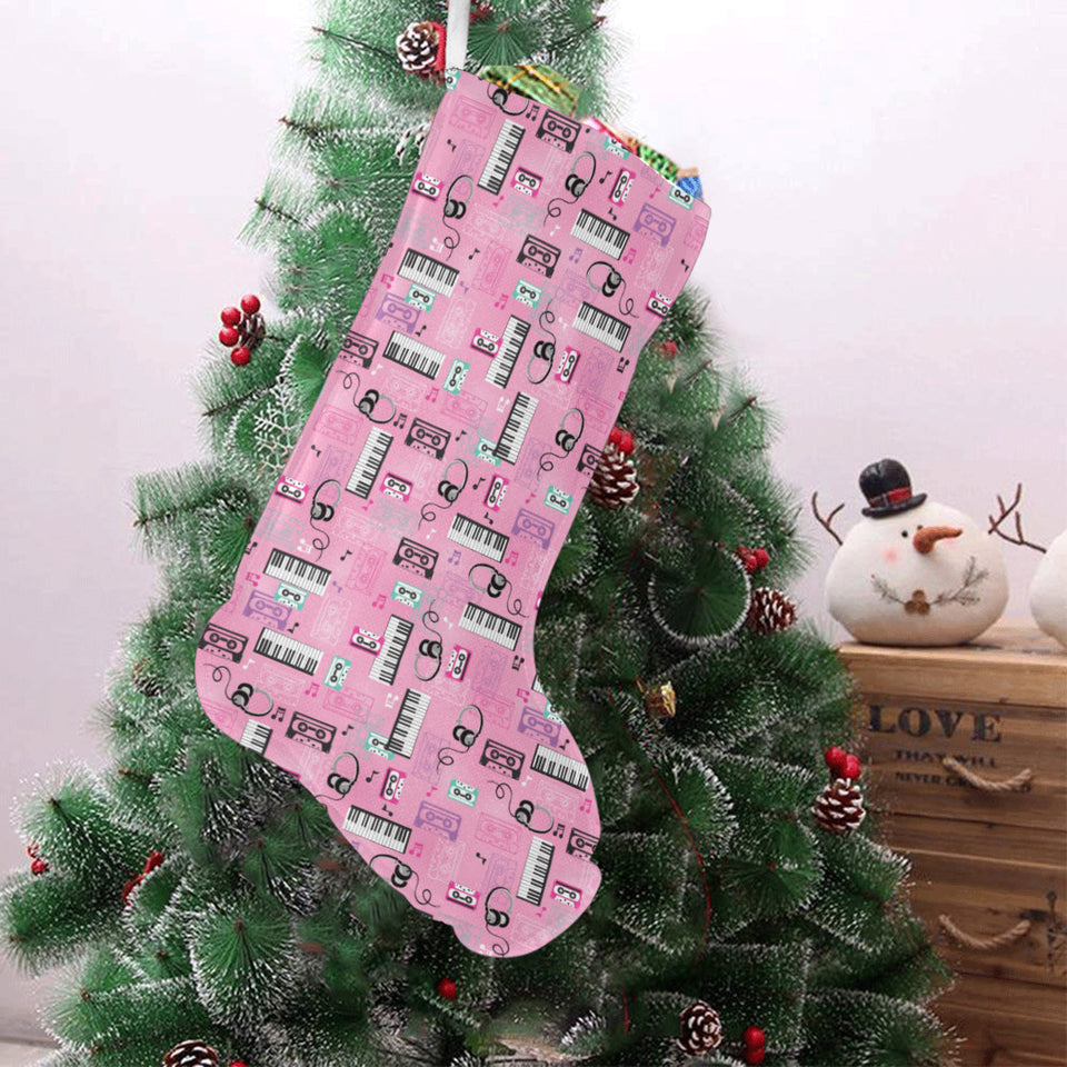 Piano Pattern Print Design 01 Christmas Stocking