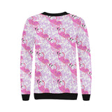 Pink flamingo flower pattern Women's Crew Neck Sweatshirt
