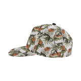 Monkey red hibiscus flower palm leaves floral patt All Over Print Snapback Cap