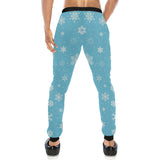 Snowflake pattern blue background Unisex Casual Sweatpants