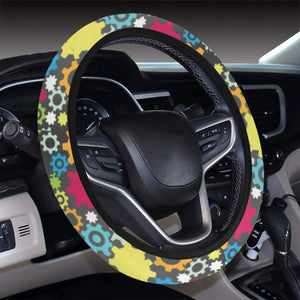 Gear Pattern Print Design 03 Car Steering Wheel Cover