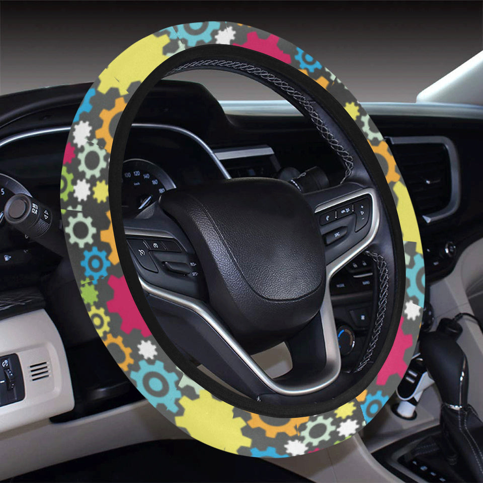 Gear Pattern Print Design 03 Car Steering Wheel Cover