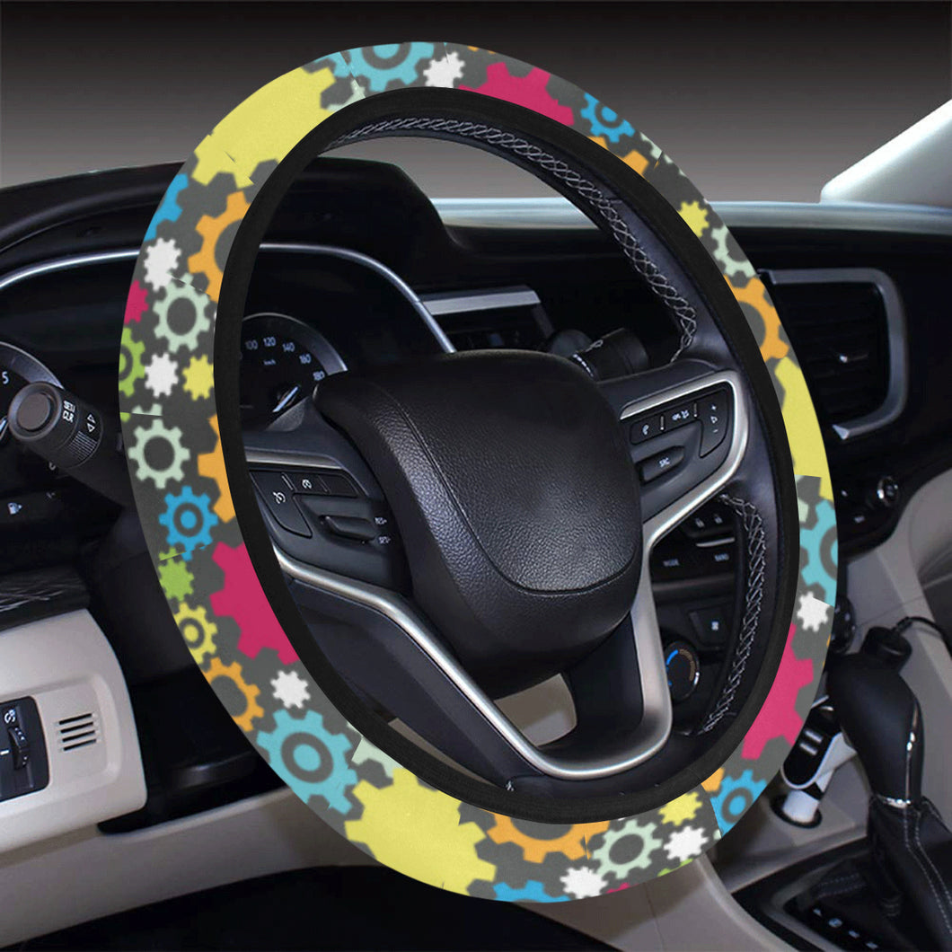 Gear Pattern Print Design 03 Car Steering Wheel Cover