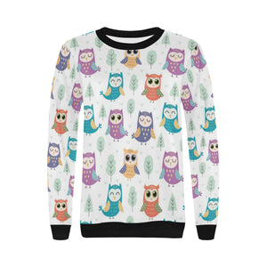 Cute owl pattern Women's Crew Neck Sweatshirt