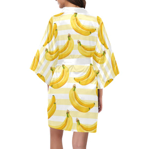 Banana pattern blackground Women's Short Kimono Robe