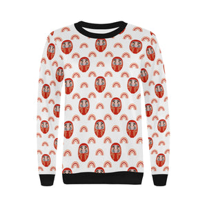 Daruma japanese wooden doll design pattern Women's Crew Neck Sweatshirt