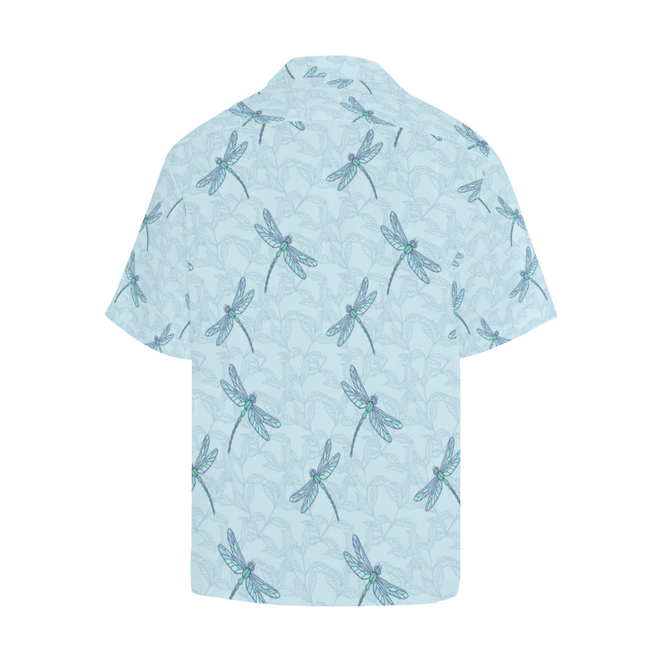 Dragonfly pattern blue background Men's All Over Print Hawaiian Shirt