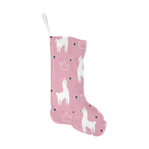 Llama Alpaca pink background Christmas Stocking